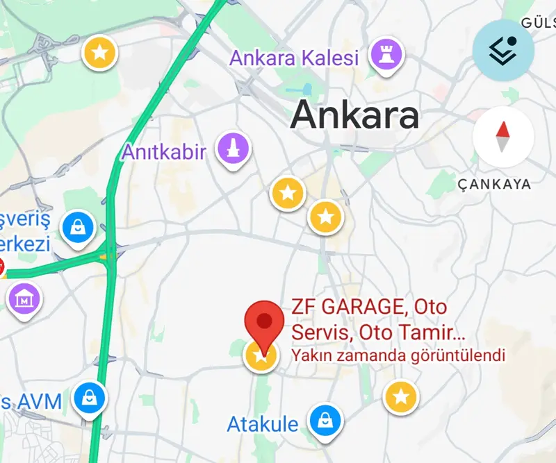 Ankara haritasında ZF Garage'ın konumu: Anıtkabir ile Atakule arasında, Dikmen